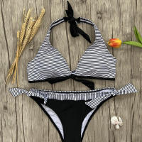 Conjunto de Bikini a rayas Micro para mujer, de 2 piezas traje de baño, Bikini Bandage de retazos, traje de baño sexy de realce, Bikini S 2023 - details 2
