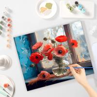 RUOPOTY Pintura DIY para Adultos Kit de Arte de Pared con Flores Marcador por Números Regalo para Decoración del Hogar Propylene Abstracto Tamaño 40x50cm - details 3