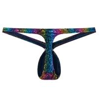 Calzoncillos de piel sintética con estampado de serpiente para Hombre, Tanga, ropa interior Sexy, bragas, bolsa de cintura baja, parte trasera en T - details 14