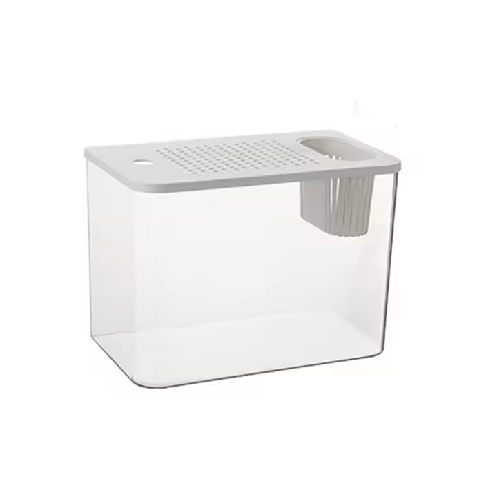 Tanque de peces transparente duradero, pequeño con tapa, peceras hidropónicas, tanque de acuario Betta resistente a caídas para decoración del hogar - 1