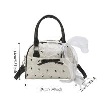 Bolso de bolos con lazo elegante estilo Ins, bolso de hombro con cintas pequeñas y versátiles, bolsos de ocio dulces para mujer y niña - details 0