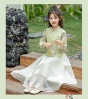 Conjunto de ropa de verano y Tang para niña, vestido de manga corta de estilo occidental, estilo antiguo chino, Hanfu para niño grande 2025 - details 12