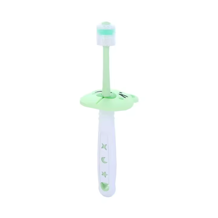Mango de Nano cerdas para niños, cepillos de dientes de entrenamiento de bebé, cepillo de dientes de silicona de 360 grados, cuidado bucal - 1