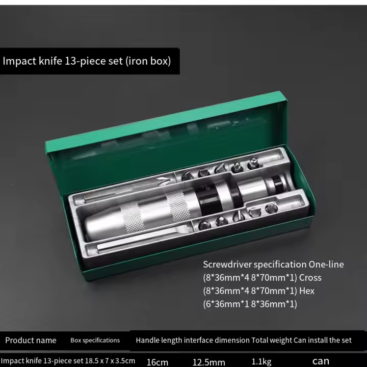 Extractor de tornillos de alto par, dureza impermeable, juego de herramientas de tornillos de 13 piezas, destornillador de impacto resistente a la corrosión - 1