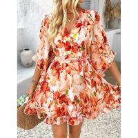 Vestido fluido sin tirantes con estampado floral bohemio para mujer, verano 2025 - details 35