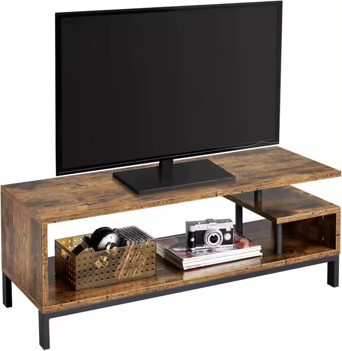 Mueble de Televisión de Madera Estante Abierto para Salón 55 Pulgadas 106x39,5x40cm Color Marrón - 1