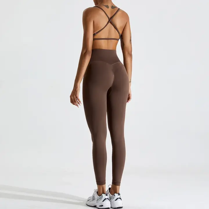 Conjunto de Yoga para Mujer Ropa Deportiva de Entrenamiento de Malla Transpirable Secado Rápido 2 Piezas Chaleco y Shorts para Correr y Modelar Espalda Material de Nylon - 1