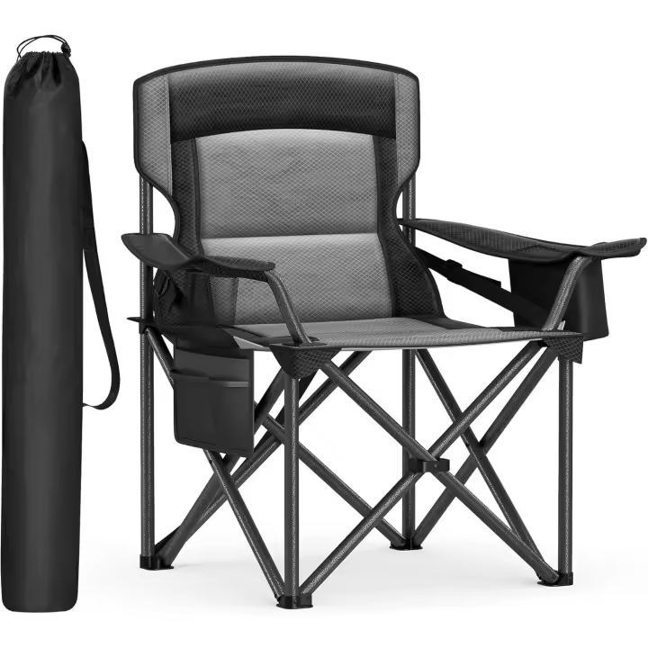 Silla de Camping Extra Grande y Acolchada Plegable Comodable para Exteriores Soporte Lumbar - 1