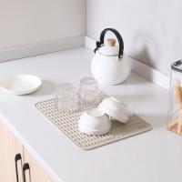Alfombrilla de silicona para secar platos de varios usos, fácil de limpiar, ecológica, resistente al calor, para encimera de cocina o fregadero, refrigerador o forro de cajón, Tapioca L 16 pulgadas x 12 pulgadas - details 2