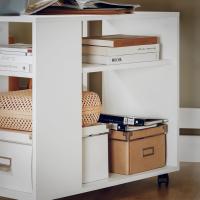 Mesa Auxiliar con 2 Estantes Consola Mesita de Noche con Ruedas Mesa Blanca Mesita 70 x 35 x 60 cm FBT34-W ES - details 5