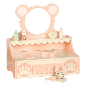 Tocador De Madera De Unicornio Con Accesorios De Maquillaje | Set De Juego De Roles Para Niñas +3 Años