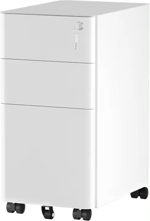 Archivador de Oficina de Metal con 3 Cajones Móvil con Ruedas Funcional para Carta/A4 Blanco - 1