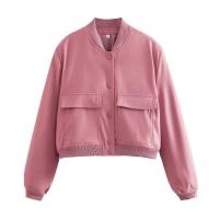 BUNO-Chaqueta Bomber de manga larga de Color liso para mujer, abrigo Vintage con cremallera a la moda, Tops, chaquetas básicas holgadas elegantes para mujer - details 21