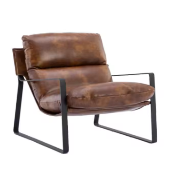 Sillón Individual Moderno Silla de Salón de Ocio con Patas Negras, Silla Relax de Cuero PU con Brazos Silla de Lectura Simple para Hogar/Apartamento - 1