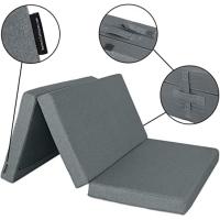 Colchón plegable viscoelástico con cierre y asa 120 x 190 x 10 cm con espuma D25 extra firme en loneta premium gris para furgonetas, viajes o invitados - details 3