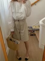 Blusa de verano para mujer, camisa de primavera, blusa para mujer, Blusas largas de gasa, informales, elegantes, Vintage, de manga larga, holgada de gran tamaño, blanca - details 14