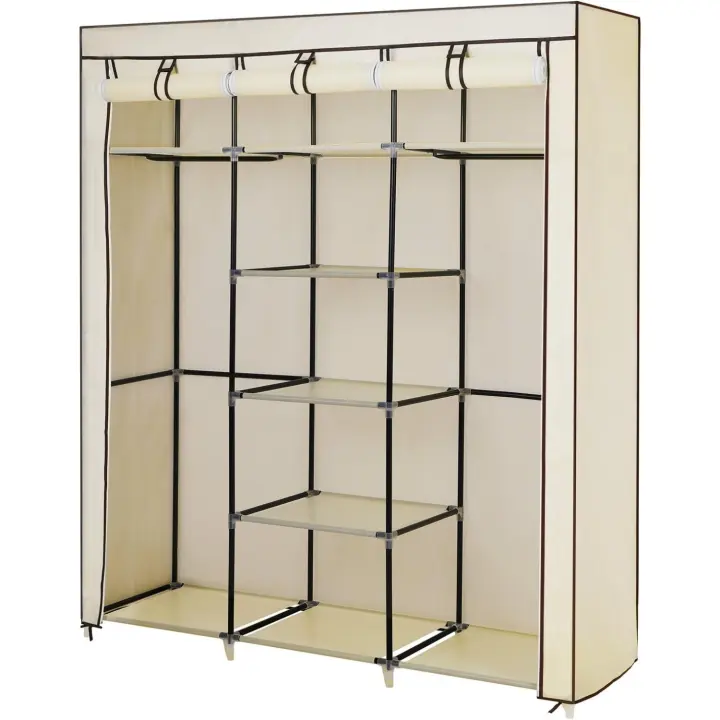SONGMICS RYG12G Armario Ropero, Fieltro, Color Gris, 175 x 150 x 45 cm - 1