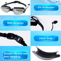 Gafas de Natación para Hombres y Mujeres Protección Anti-enjuague UV Impermeables Silicona Ajustable Ideales para Adultos Diving Glasses - details 8