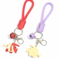Llavero con correa para la muñeca, llavero de pez payaso cosido a mano, colgantes de dibujos animados de pez payaso antipérdida, baratija con forma de corazón para chica, abalorio para llave de dibujos animados de Anime - details 8