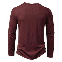 Camiseta de manga larga para hombre, Camisa de algodón con botones y cuello Henley, informal, de Color sólido, a la moda, transpirable, para uso diario - details 4