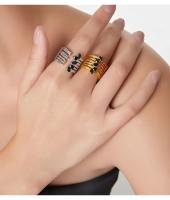 Nuevos anillos llamativos y elegantes Diseño texturizado multicapa Anillo abierto con diamantes Joyería de lujo chapada en oro - details 5