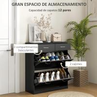 Estrecho Zapatero con 2 Cajones Abatibles y 2 Cajones Extraíbles Espacio para 12 Pares de Zapatos - details 11