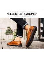 Zapatos casuales de exterior para hombre, sin cordones, planos, de cuero hechos a mano, mocasines de primavera de caña baja y talla grande - details 2