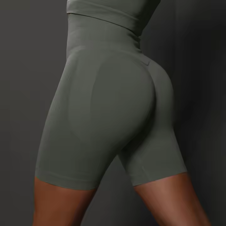 Pantalones cortos de Yoga para mujer, pantalones cortos deportivos sin costuras para gimnasio, pantalones cortos de entrenamiento de cintura alta con realce, pantalones cortos deportivos para Fitness, pantalones cortos de ciclismo - 1
