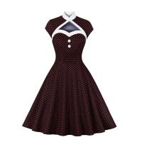 Vestido de Cintura Alta Estilo Hepburn Retro Manga O Pokla con Puntos Ideal para Fiestas 1950s 60s - details 1