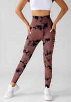 Leggings deportivos de tie dye con abertura escalonada lado inconsútil - details 24