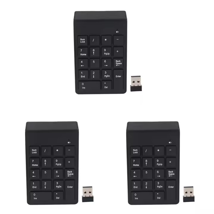 Teclado numérico inalámbrico con 18 teclas, teclado con 2,4G, Mini receptor numérico USB, color negro, 3 unidades - 1