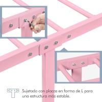 Cama Individual con Espacio Bajo Marco Metal Altura 32 cm Cama Individual con Cabecera para Colchón de 90 x 190 cm Blanco - details 33