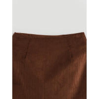 Minifalda de pana vintage para mujer, falda acampanada de cintura alta, elegante informal para oficina, otoño e invierno - details 9