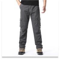 Pantalones casuales de trabajo para hombre con bolsillos multifuncionales, pecho de algodón sólido, estilo cargo recto para uso en exteriores y calle. - details 5