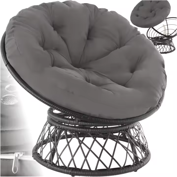 Muebles Jardín Exterior Resistentes a Intemperie, Sillón para Conjunto Jardín Exterior, Cojín Grande y Mullido, Altura Ajustable - Gris - 1