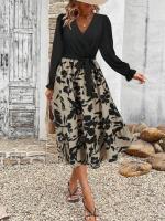 Vestido elegante de manga larga con cuello en V para mujer, de estilo Vintage ropa elegante, para primavera y otoño, 2025 - details 3