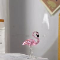 Figuras de flamencos de cristal de arte Hecho A Mano creativo, dibujos animados únicos, flamenco rosa simulado, escultura de Animal bonita para oficina - details 8