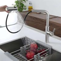 Grifo de cocina con caño de cascada grande, rociador extraíble, montaje en cubierta de un solo mango, mezclador de agua fría y caliente, grúa para fregadero de lavado - details 4