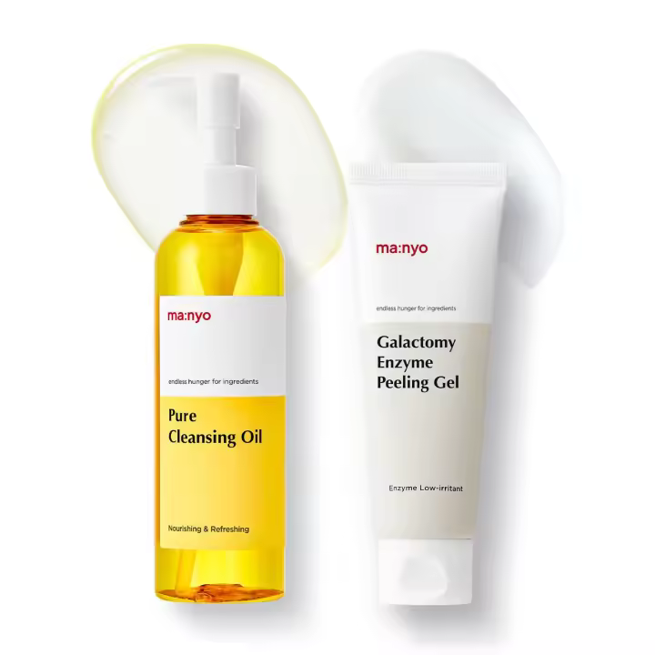 ma:nyo Aceite limpiador puro 6.7fl + Gel exfoliante con enzima de galactomi Cuidado de la piel coreano 2.5fl oz |   Removedor de puntos negros y minimizador de poros - 1