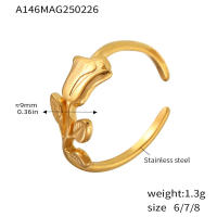 Mujeres de moda geométrica modelo Único de Maple inoxidable Anillo de joyería de moda Irregular Dedo Abierto Anillo para Niños Fiesta Cumpleaños Gift - details 7