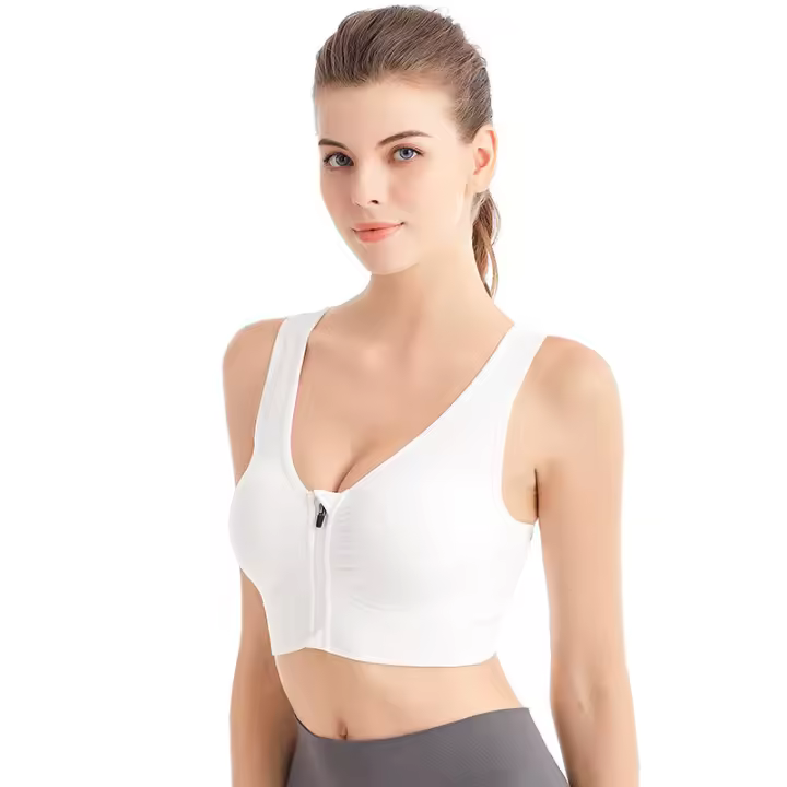 Sujetador deportivo con cremallera frontal para mujer, Top transpirable a prueba de golpes, para correr, Yoga, gimnasio, sin costuras - 1