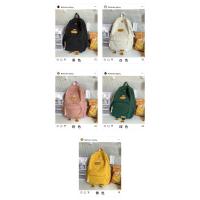 Dibujos animados estilo japonés ins lindo patito mochila femenina de pana informal mochila de campus estudiante universitario de secundaria. - details 5