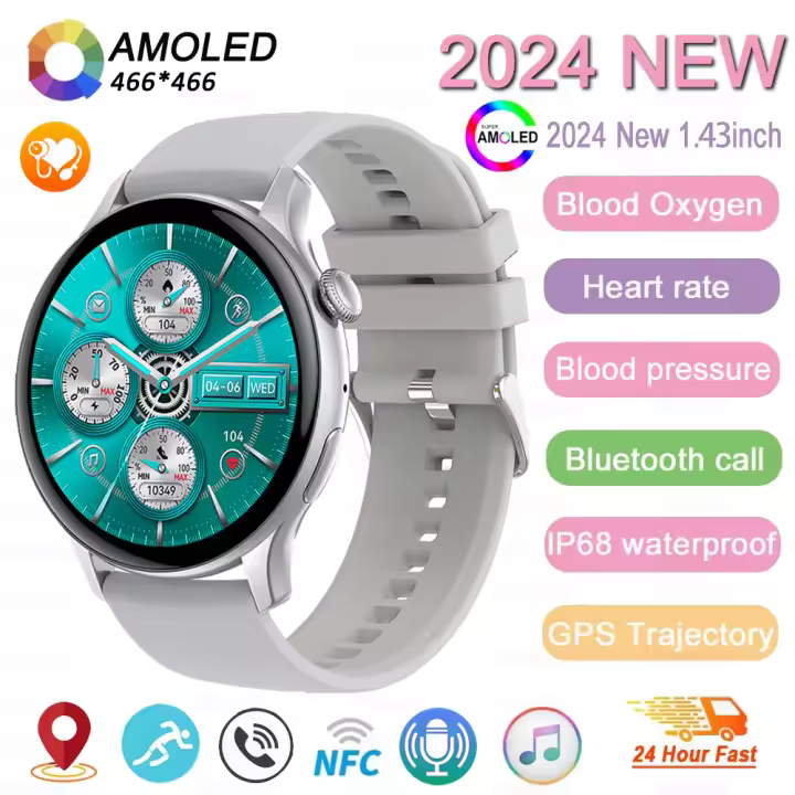 2025 NFC relojes intelligentes mujeres Para Android iOS Rastreador de fitness deportivo de pantalla de 1,43 pulgadas frecuencia cardíaca Smartwatch llamada Bluetooth,Serie NFC,Vidrio de zafiro exclusivo para mujeres,El mejor regalo para una mujer - 1