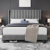 Cama Doble Tapizada 140 x 200cm Estructura de Madera y Metal Moderno Ideal para Adultos 2 Personas - details 25