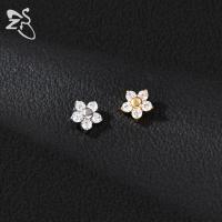 ZS 1 pieza de acero inoxidable, ancla dérmica para hombres y mujeres, lazo con flor, piercing dérmico con cristal CZ, microperforación dérmica que se oculta en la piel. - details 16