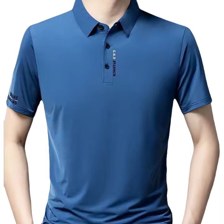 Camiseta polo de manga corta con cuello y talla grande para hombre, camiseta versátil de color sólido de negocios - 1