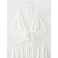 Vestido playero elegante con cuello halter en V profundo para mujer, estilo personalizado, nuevo. - details 9