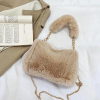Bolso de mano de felpa con cadena pequeña, bandolera cuadrada de piel sintética, bolso de hombro esponjoso y cálido para compras, Otoño e Invierno - details 3