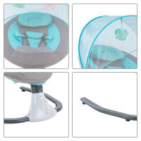 Mecedora eléctrica para bebé, sillón Portátil con Bluetooth, mando a distancia plegable, color azul, plateado y gris - details 1