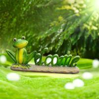 Figuras en miniatura de ranas de dibujos animados, adorno de rana pequeña artesanal, artesanía de resina, señal de bienvenida de rana, patio de jardín al aire libre - details 9